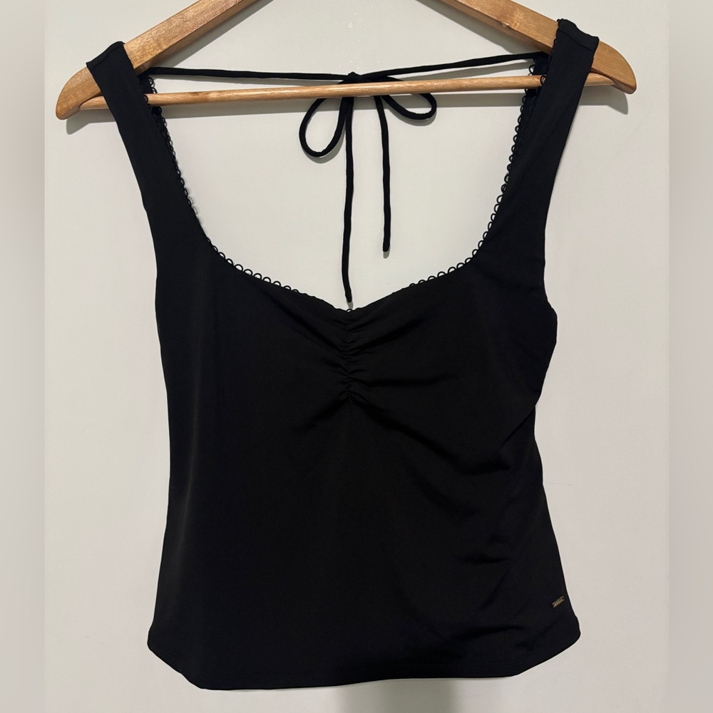 Guess Black Square-Neck Halter Tank Top